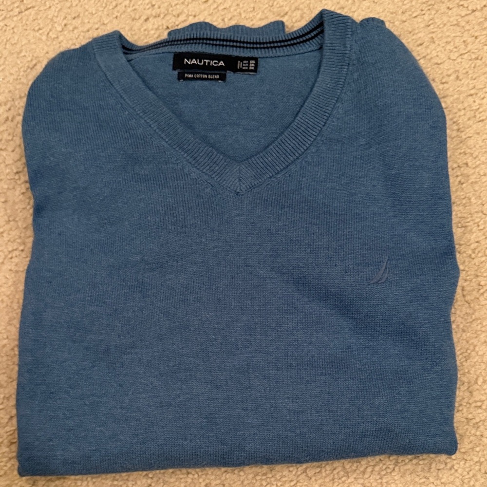 Nautica Men's V-Neck Sweater in Blue